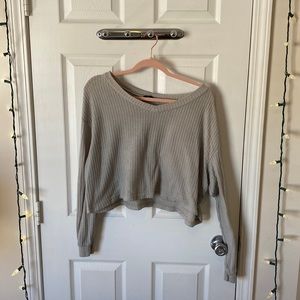 Shein waffle long sleeve crop top
